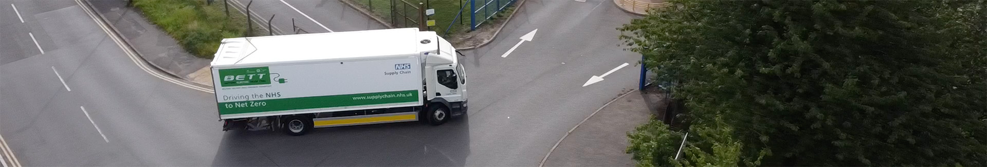 Overhead picture of a NHS Supply Chain electric lorry