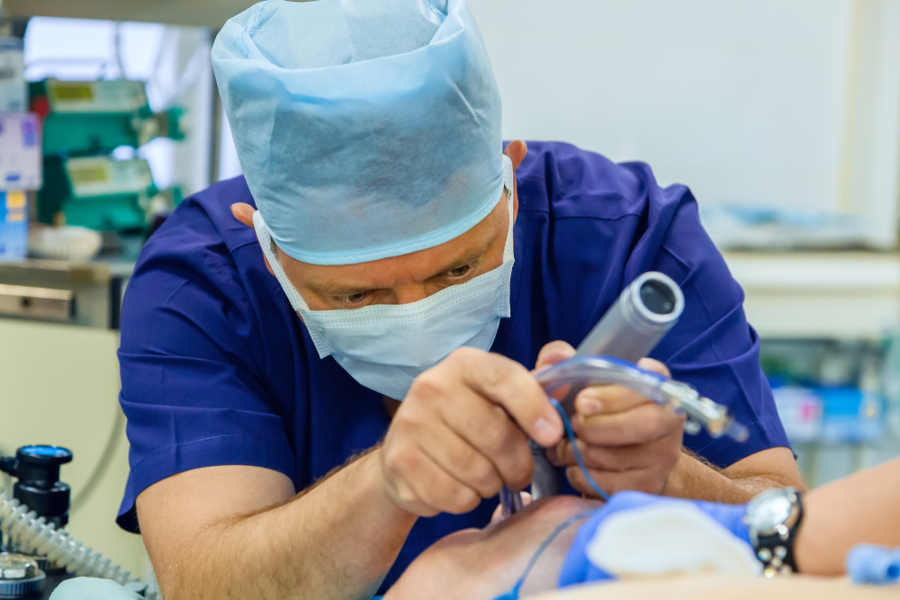 Surgical procedure with laryngoscope
