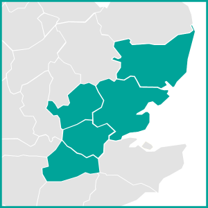 Inset Map Showing London and Surrounding Areas Highlighted