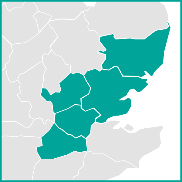 Map Showing London Area Essex and Suffolk