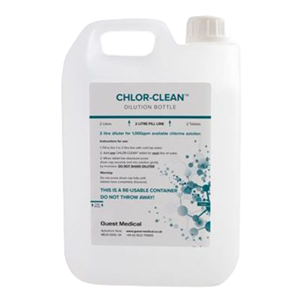 Chlorine Dilution Vessel Diluter bottle 2.5 litre for use with MRB285 1.7g chlorine releasing tablets with detergent