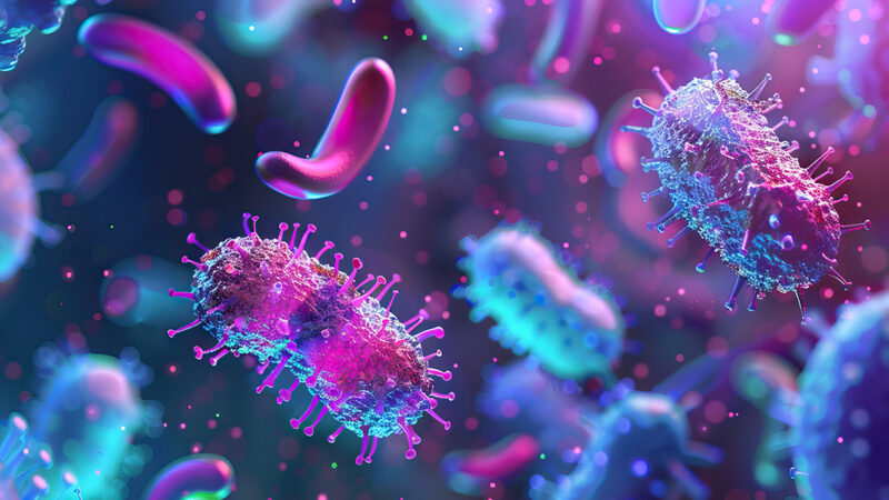 Bowel image illustration with blue background