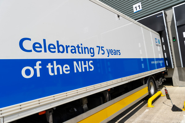Celebrating 75 years of the NHS - printed on a lorry
