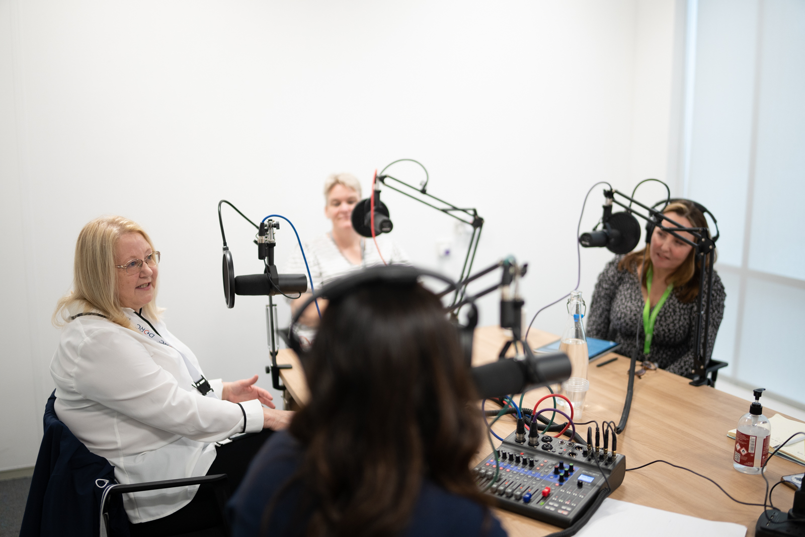 Linda, Fay and Tracey recording the first podcast.
