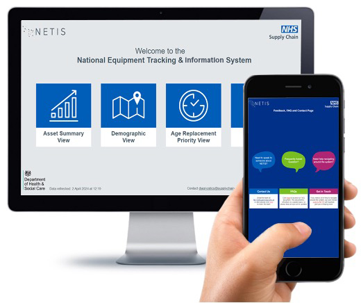 Netis in action, shown on desktop and mobile screen NETIS system shown on desktop and mobile screens.
