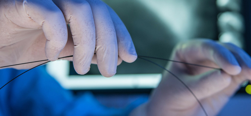 Close up of hands with stent