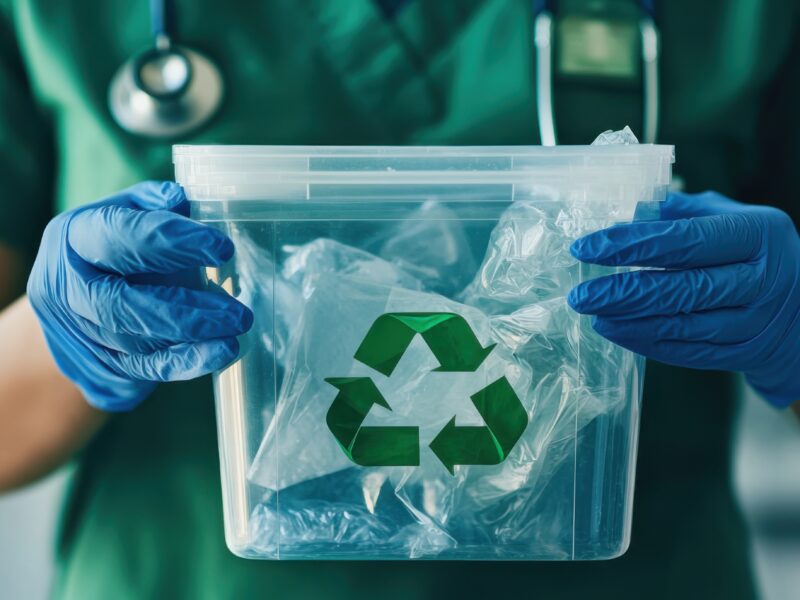 Clinician recycling bagged waste - and link to the fourth article