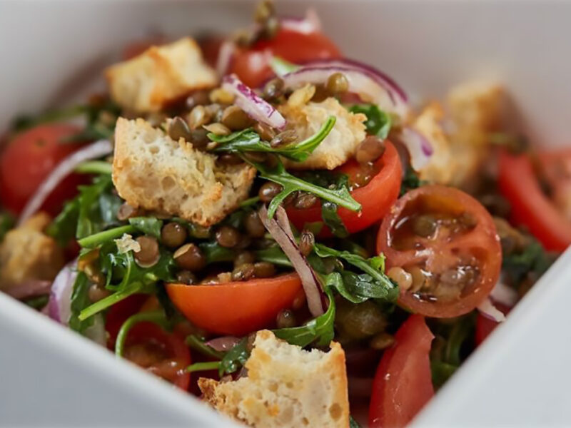Green Lentil, Tomato and Rocket Salad