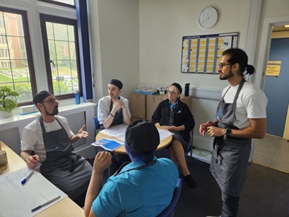 Sheffield Children’s Hospital’s catering staff talking to a chef