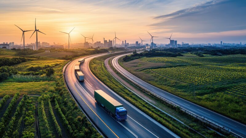 Championing Sustainability - Lorries and Wind Turbines Championing Sustainability - Lorries and Wind Turbines