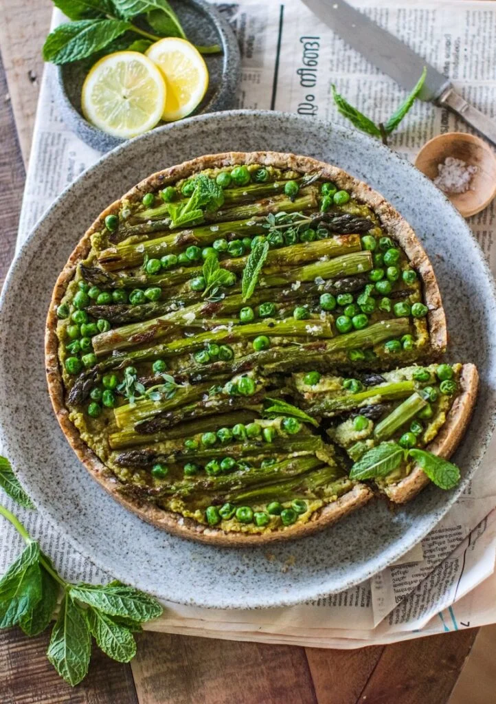Spring Pea and Asparagus Tart 