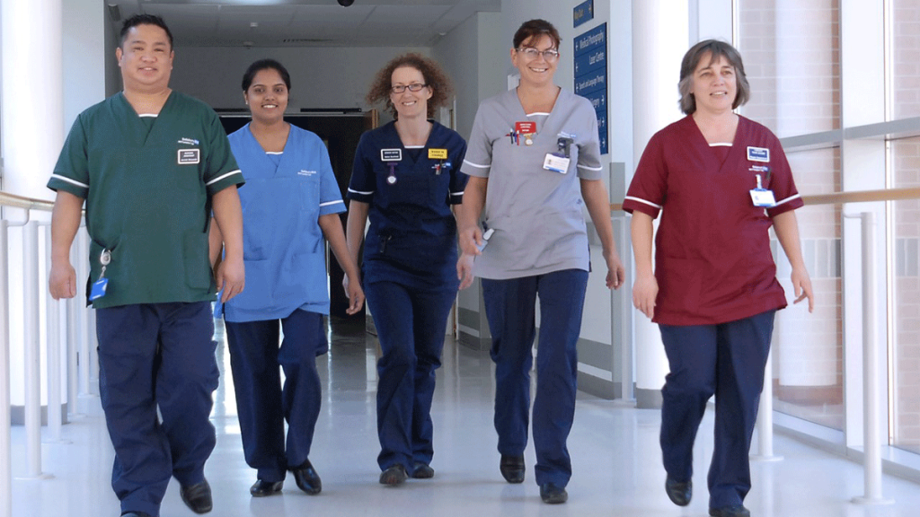 A team of healthcare professionals in uniform