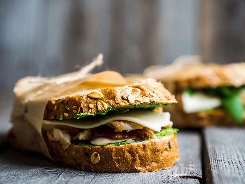 BBQ chicken and cheese sandwich