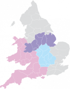 Map of England and Wales with Central and South West highlighted.