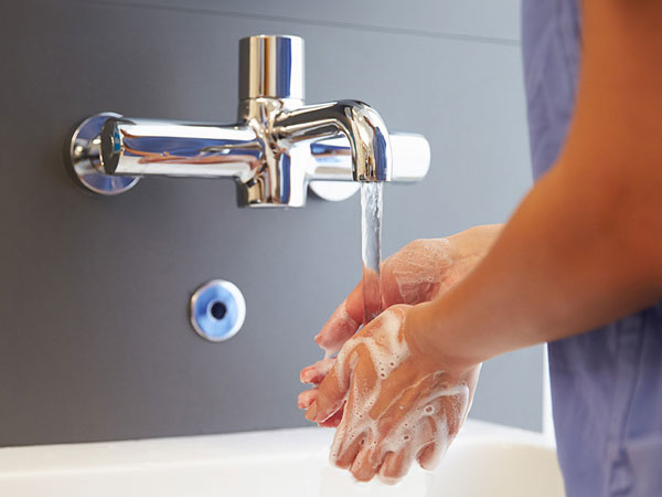 Handwashing with soap and water