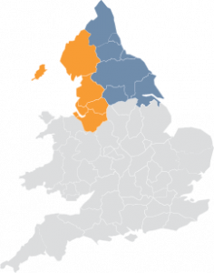Map of England and Wales with North highlighted.