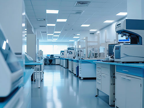 Modern medical laboratory with advanced diagnostic and analytical equipment