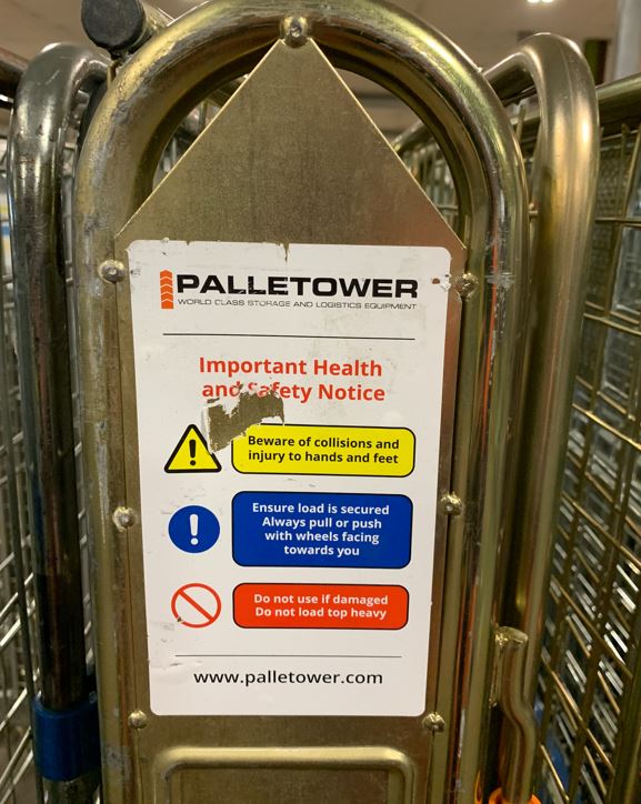 Palletower Logistics Roll Cage Label