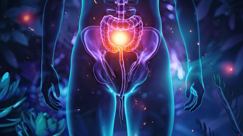Urinary incontinence bladder dysfunction highlighted spinal cord illustration